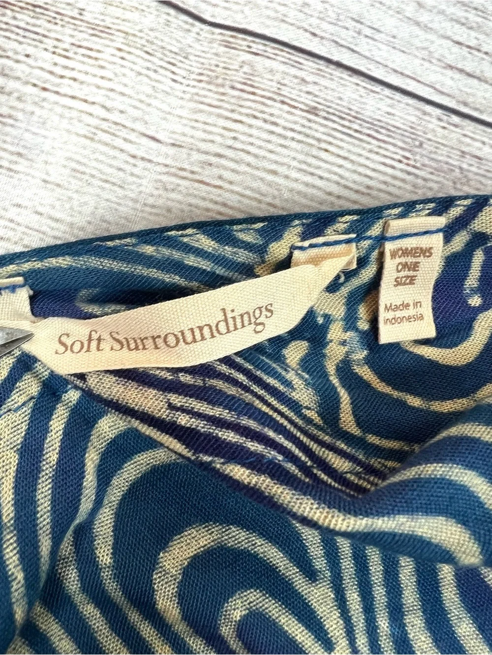 Soft Surroundings Blue Swirl Print Kimono Cardigan One Size Boho Hippie Artsy